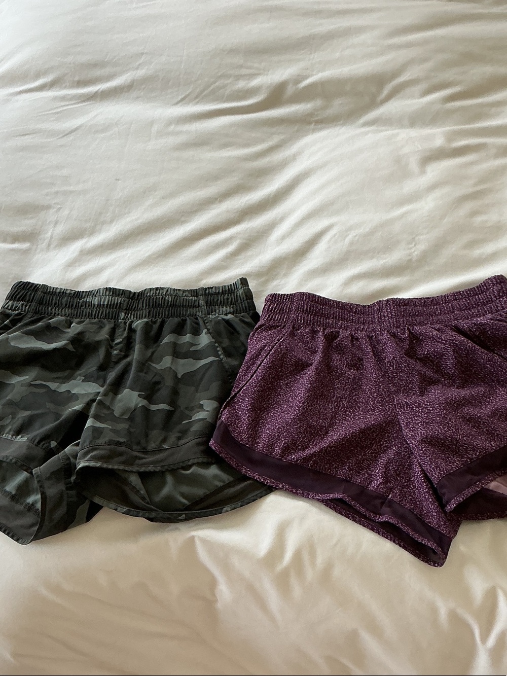 Athleta Women's Green Camo & Plum Athletic Shorts Duo